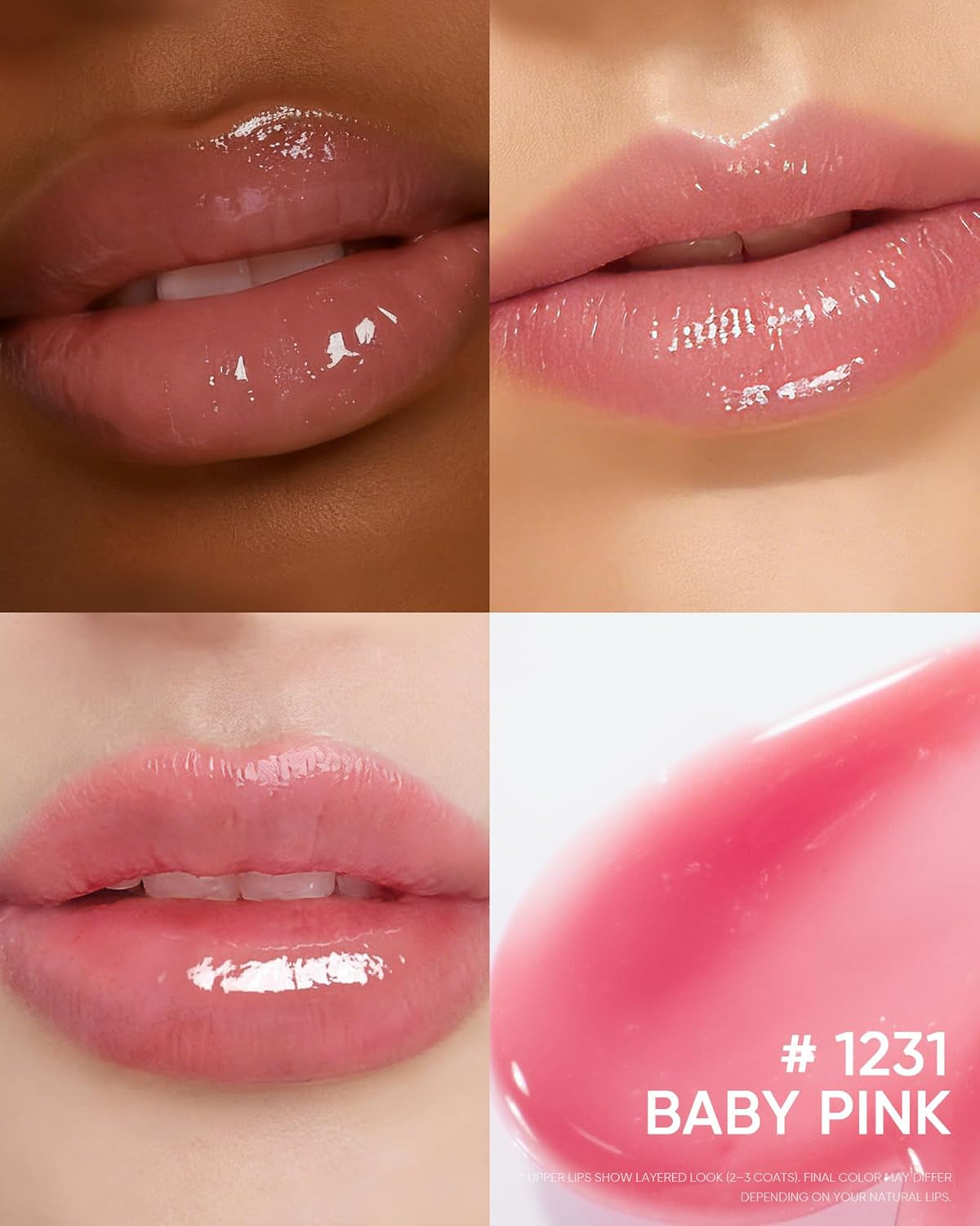 Peptide-Infused Brightening Lip Serum: Hydrating and Plumping Tinted Gloss with Polypeptides and Squalane for Smooth, Glossy Lips (01 Baby Pink)