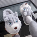 Cozy Plus Size Indoor Fluffy Slippers for Couples - Cute Cartoon Dog Design, Perfect Winter Warmth