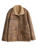 Cozy Up in Style: Women's Thick Warm Solid Suede Reversible Jacket - Perfect for Autumn & Winter Adventures