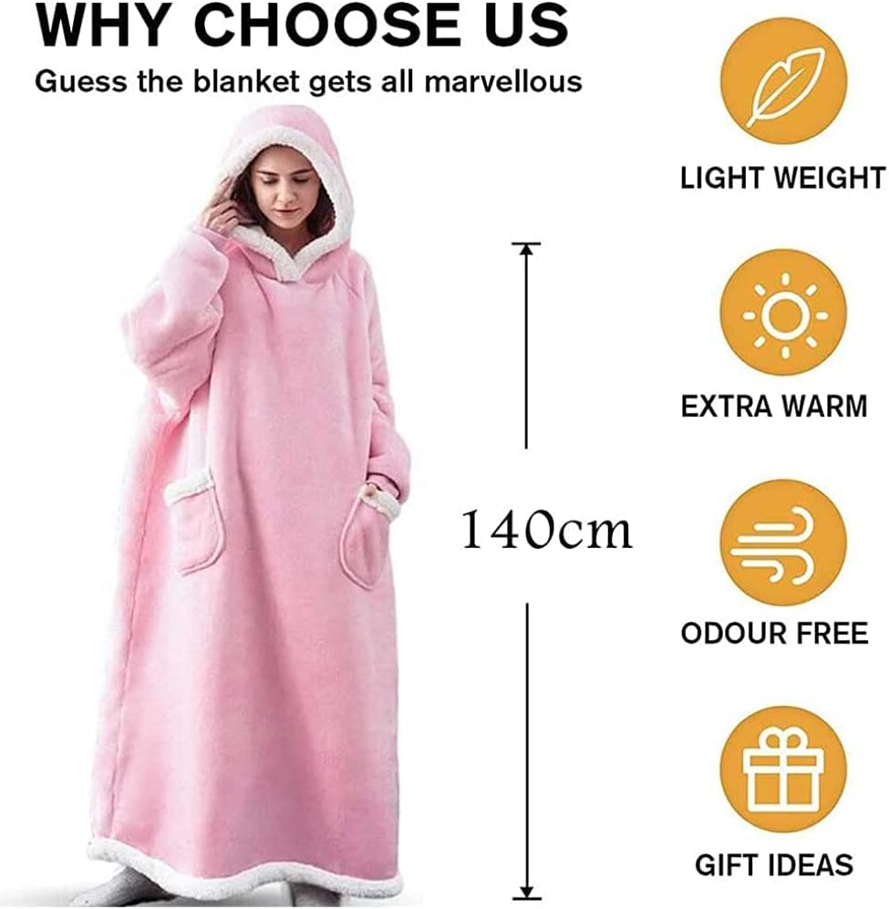 Experience Ultimate Comfort with Our Extra Long Wearable Blanket Hoodie - Oversized, Super Warm, and Cozy for Everyone!