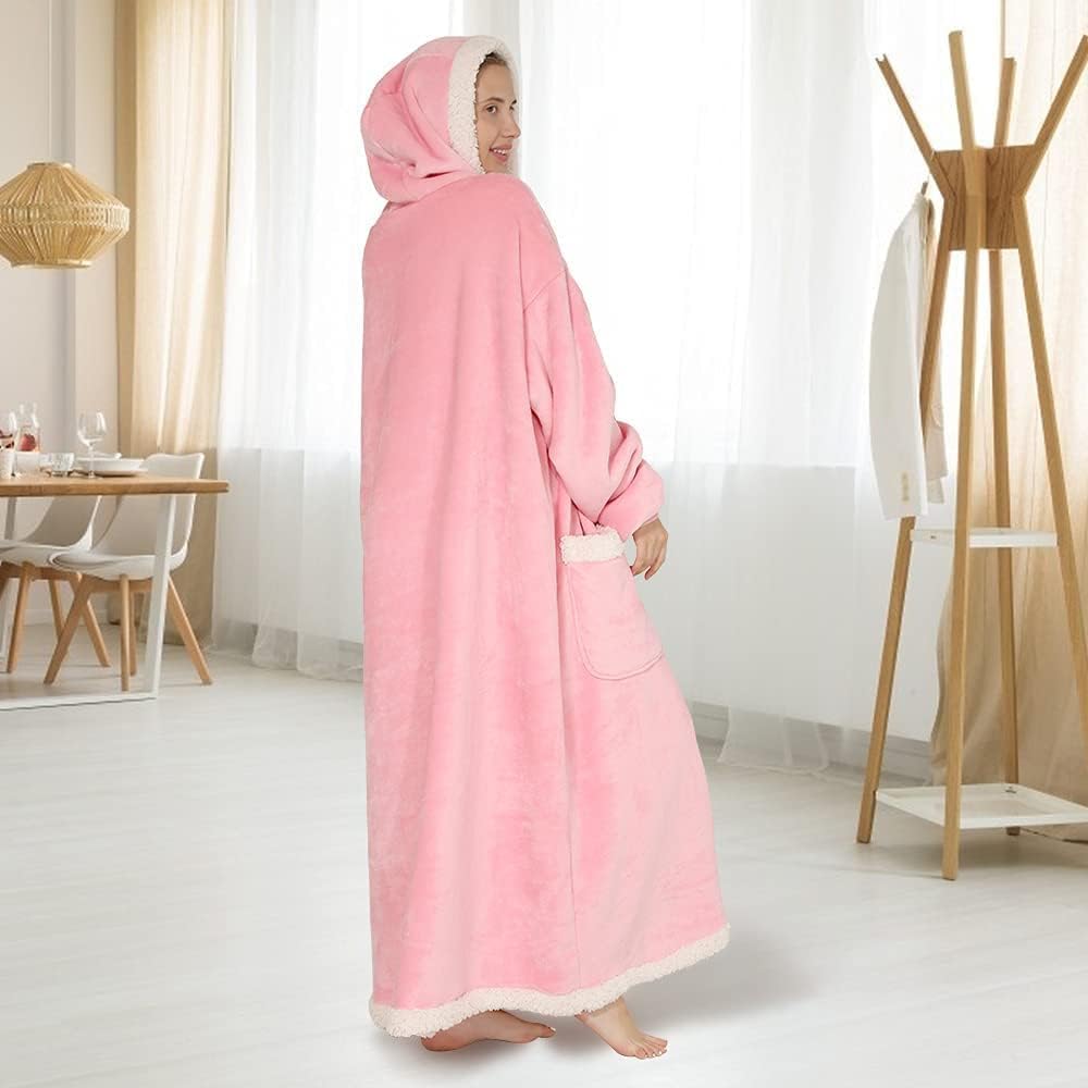 Experience Ultimate Comfort with Our Extra Long Wearable Blanket Hoodie - Oversized, Super Warm, and Cozy for Everyone!