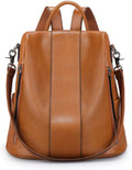 Women's Leather Anti-Theft Medium Backpack Purse and Shoulder Bag