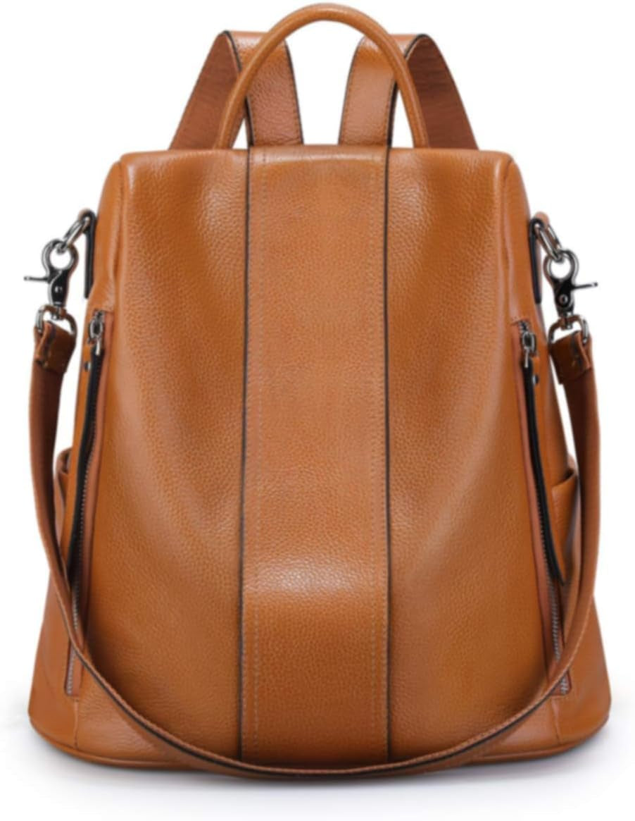 Women's Leather Anti-Theft Medium Backpack Purse and Shoulder Bag
