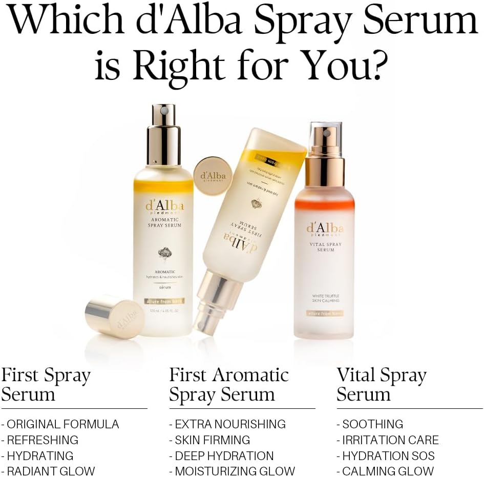 Transform Your Skin with D'Alba's Italian White Truffle First Spray Serum - A Vegan Hydrating Moisturizer for Radiant, Glowing Skin (50ml)