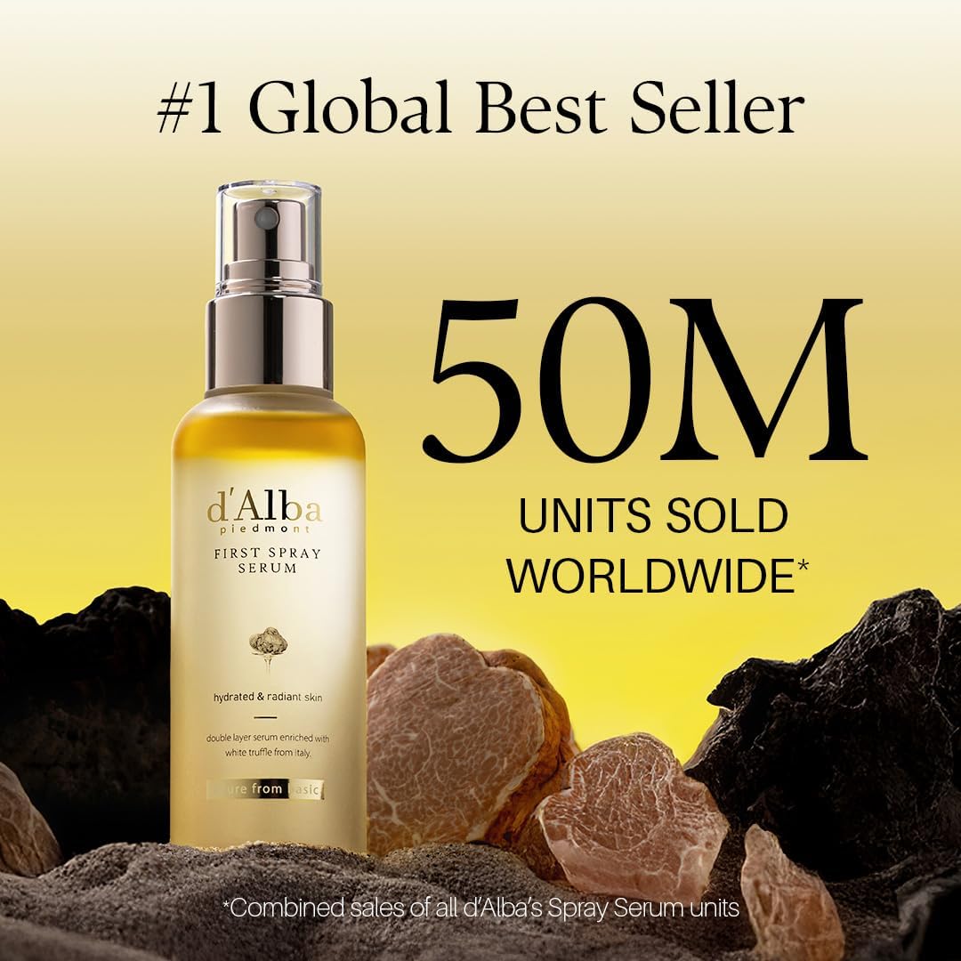Transform Your Skin with D'Alba's Italian White Truffle First Spray Serum - A Vegan Hydrating Moisturizer for Radiant, Glowing Skin (50ml)