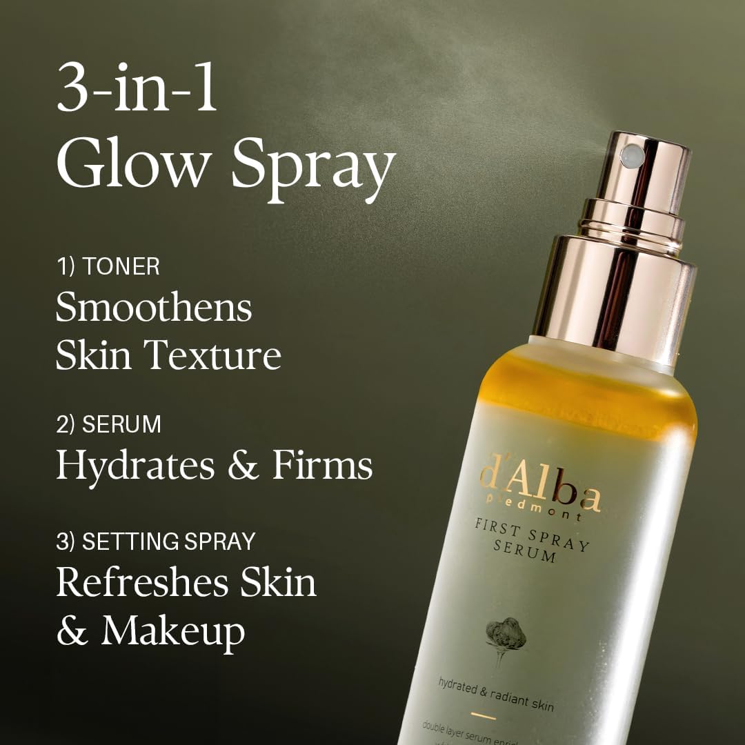 Transform Your Skin with D'Alba's Italian White Truffle First Spray Serum - A Vegan Hydrating Moisturizer for Radiant, Glowing Skin (50ml)