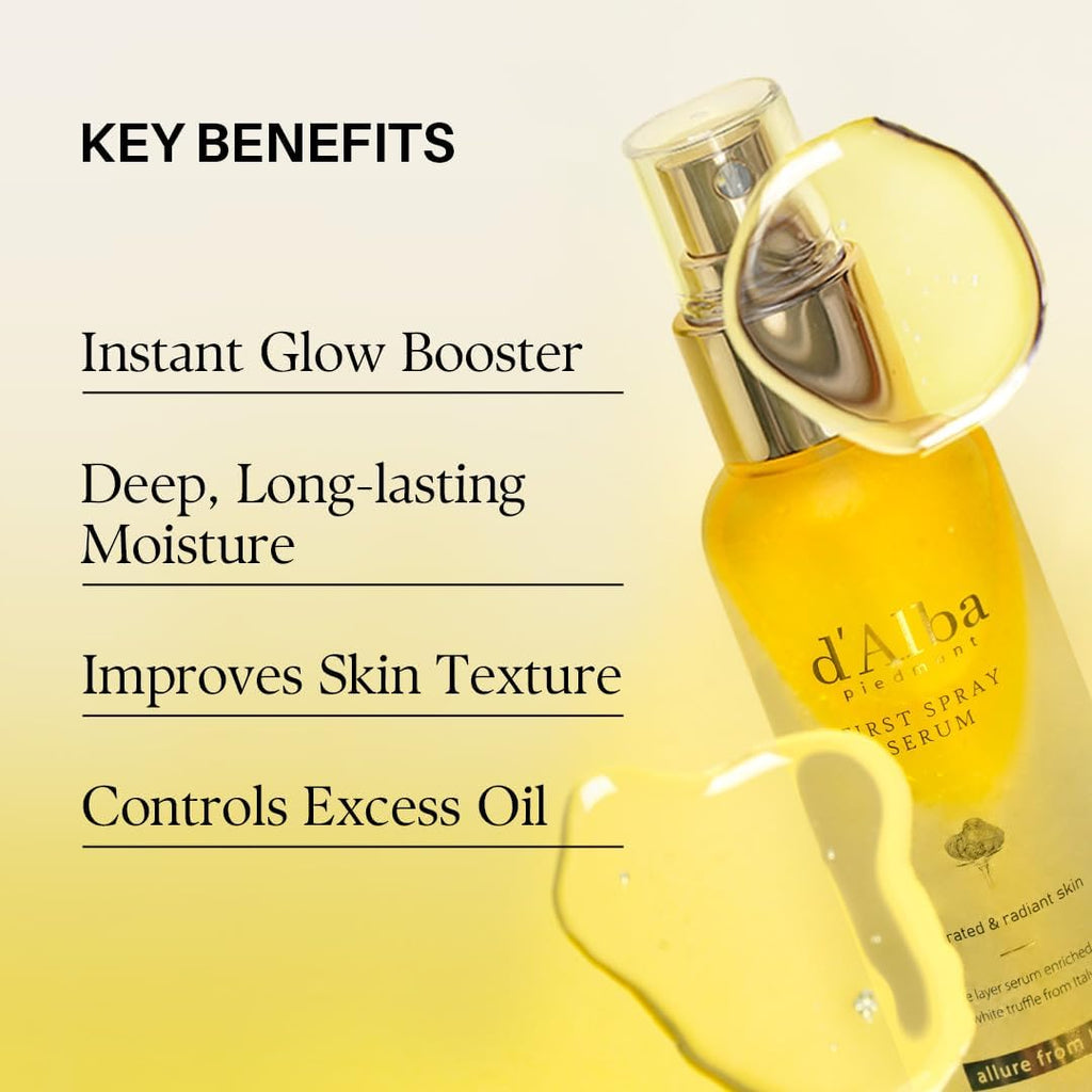 Transform Your Skin with D'Alba's Italian White Truffle First Spray Serum - A Vegan Hydrating Moisturizer for Radiant, Glowing Skin (50ml)