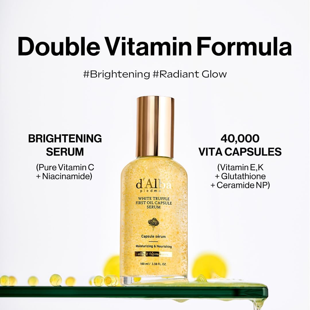 Revitalize Your Skin with D'Alba Italian White Truffle Oil Capsule Serum - Double Vitamin Formula for Luminous, Hydrated Skin - 100ml