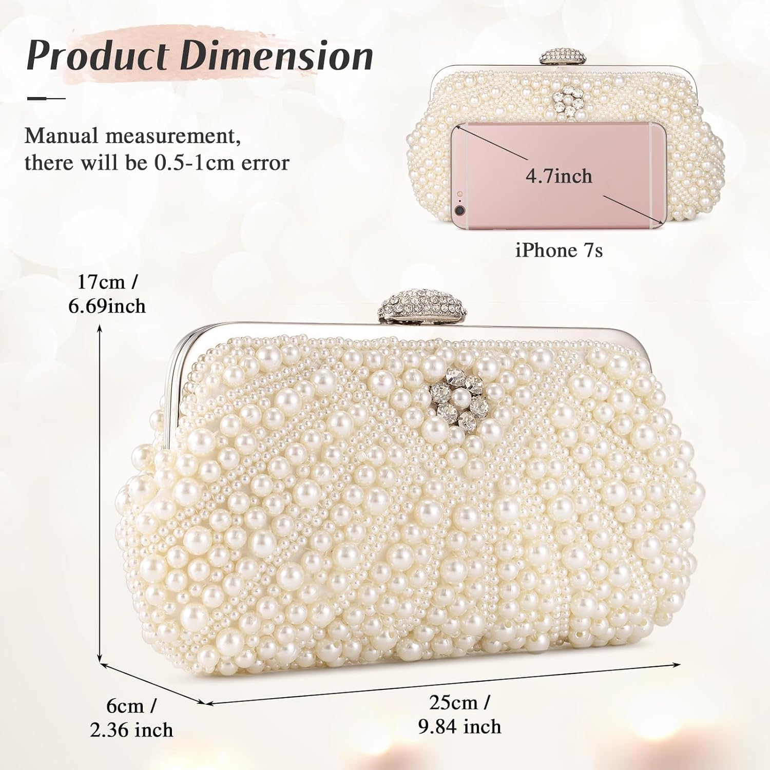 Elegant Pearl Beaded Evening Clutch Purse for Women - Perfect Bridal Handbag & Chic Crossbody Accessory