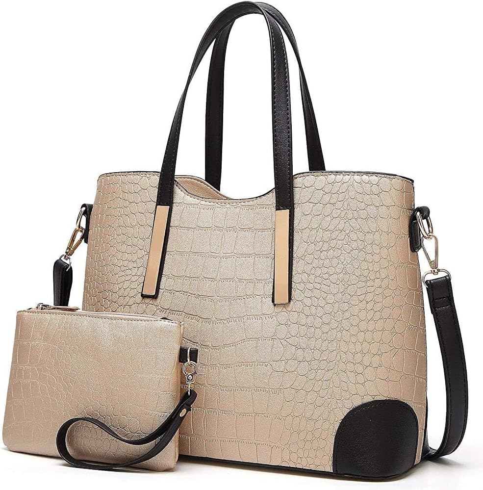 Chic Black Satchel Purse: Stylish Shoulder Tote Bag and Wallet Combo for Women