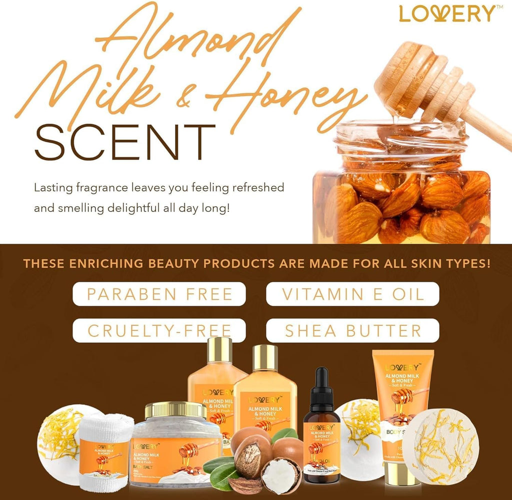 Indulge in Luxury with the Almond Milk & Honey Home Spa Set – A Complete Bath and Body Gift Basket for Ultimate Relaxation and Nourishment