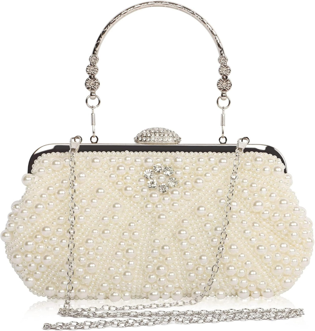Elegant Pearl Beaded Evening Clutch Purse for Women - Perfect Bridal Handbag & Chic Crossbody Accessory