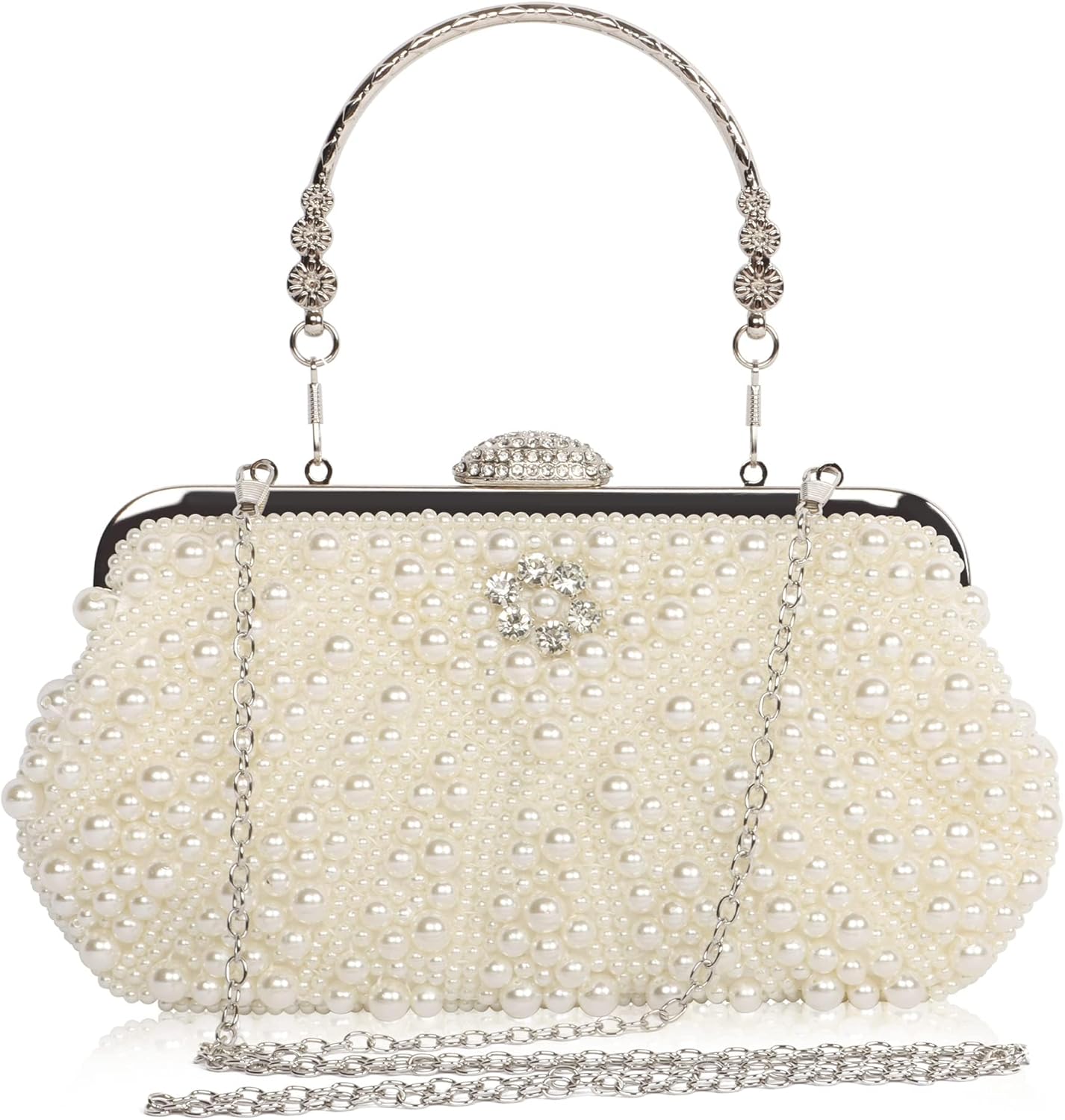 Elegant Pearl Beaded Evening Clutch Purse for Women - Perfect Bridal Handbag & Chic Crossbody Accessory