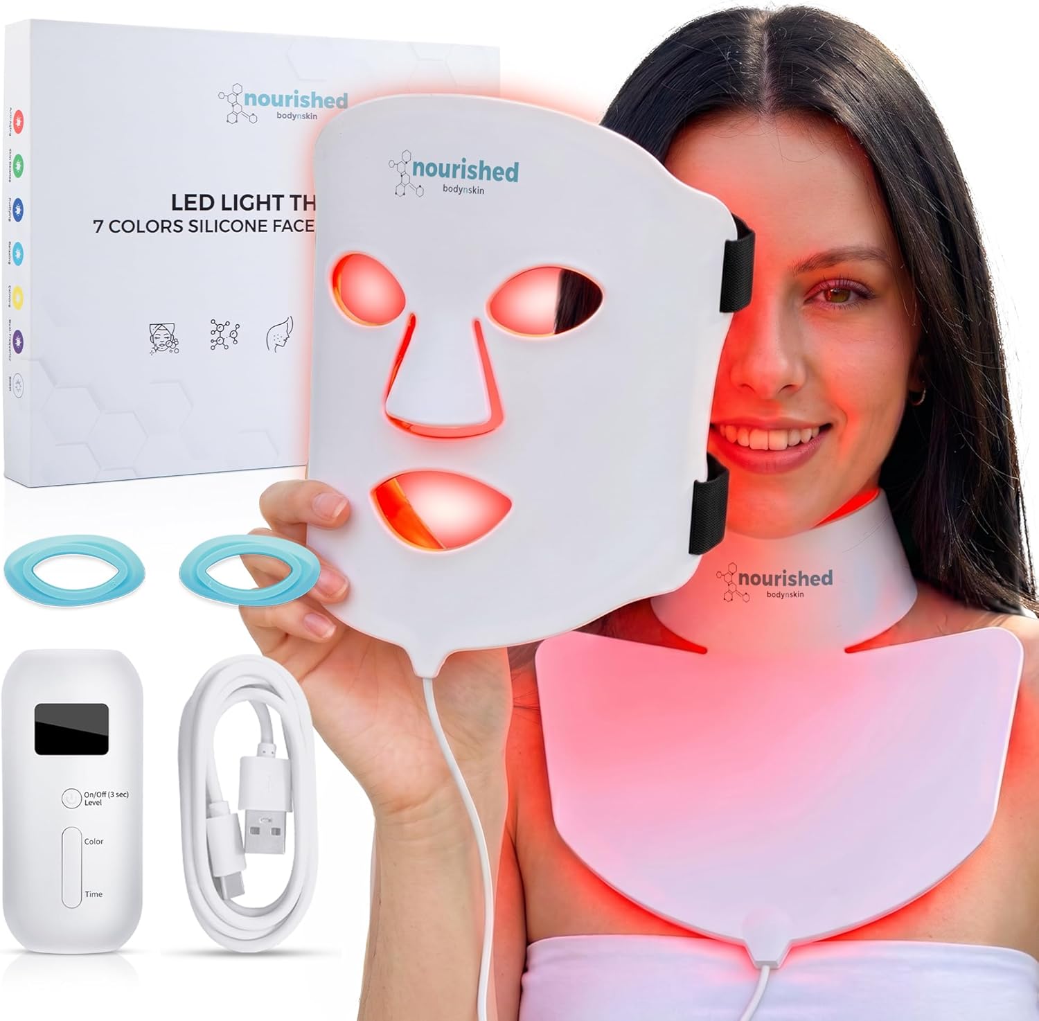 Revolutionary LED Light Therapy Face & Neck Mask - 7 Color Anti-Aging Treatment for Youthful Skin