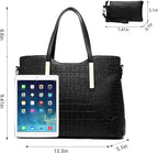 Chic Black Satchel Purse: Stylish Shoulder Tote Bag and Wallet Combo for Women