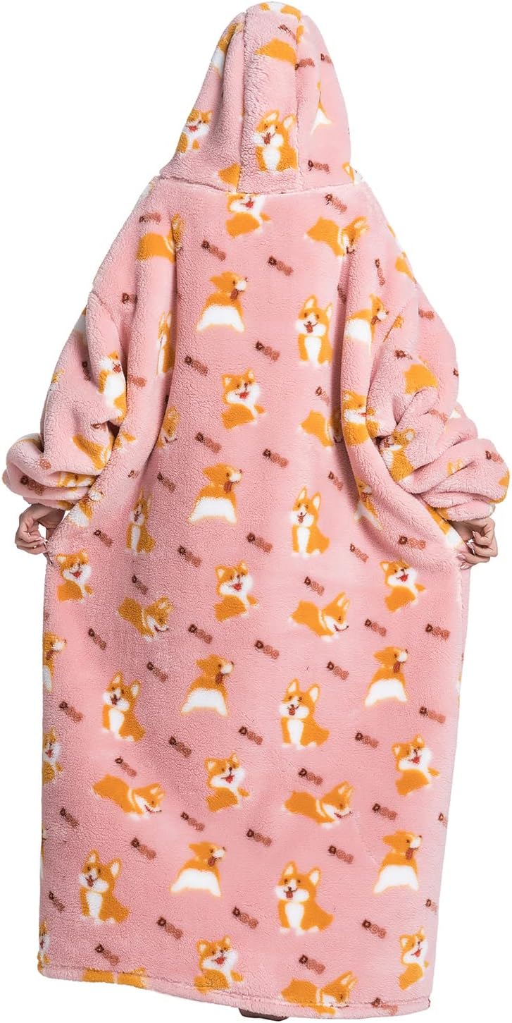 Experience Ultimate Comfort with Our Extra Long Wearable Blanket Hoodie - The Perfect Oversized Sweatshirt for All! Super Cozy, Thick Flannel with Sleeves and a Giant Pocket!