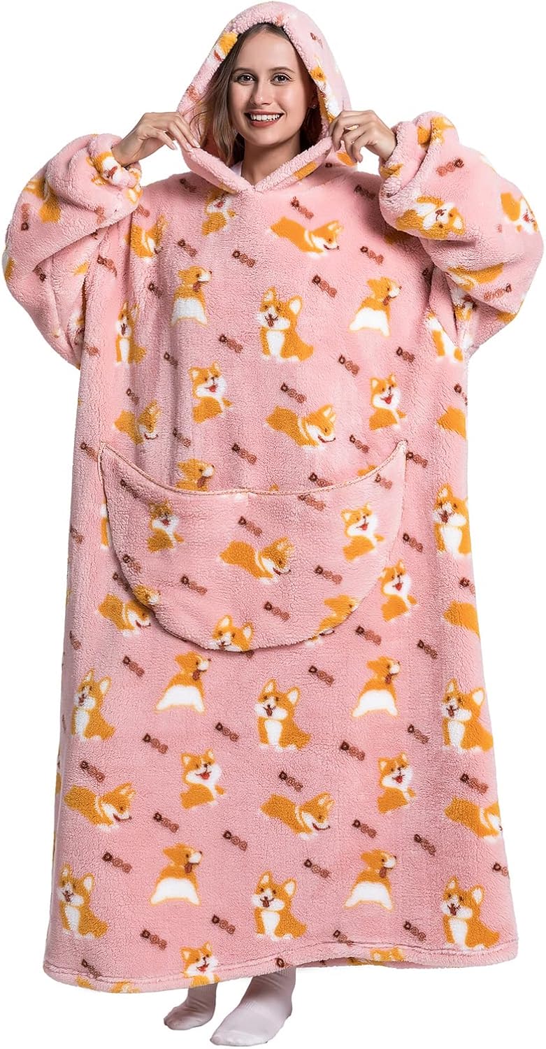 Experience Ultimate Comfort with Our Extra Long Wearable Blanket Hoodie - The Perfect Oversized Sweatshirt for All! Super Cozy, Thick Flannel with Sleeves and a Giant Pocket!