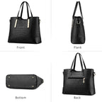 Chic Black Satchel Purse: Stylish Shoulder Tote Bag and Wallet Combo for Women