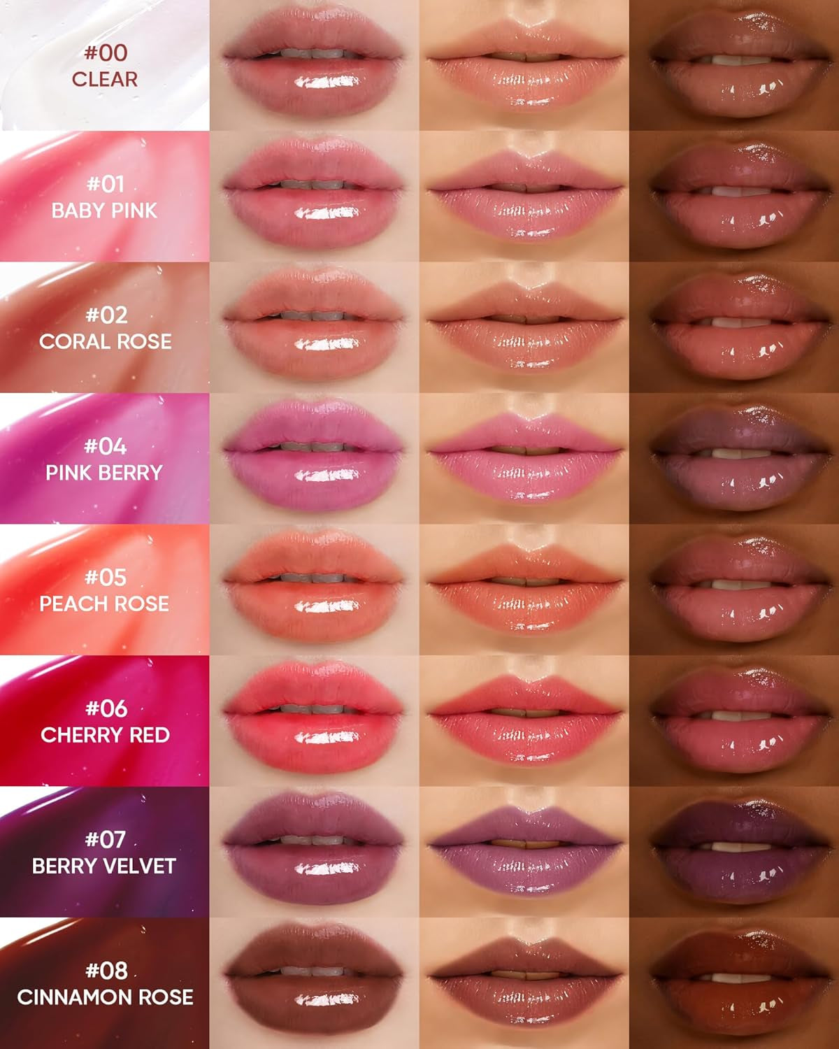 Peptide-Infused Brightening Lip Serum: Hydrating and Plumping Tinted Gloss with Polypeptides and Squalane for Smooth, Glossy Lips (01 Baby Pink)