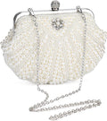 Elegant Pearl Beaded Evening Clutch Purse for Women - Perfect Bridal Handbag & Chic Shoulder Crossbody Bag