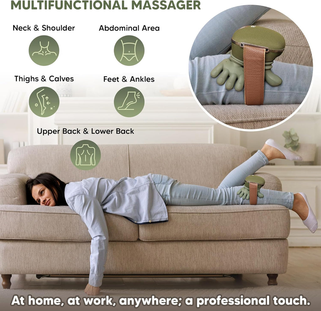 Transform Your Relaxation Routine with the N7 Pro Cordless Bionic Shiatsu Neck Massager – Lightweight, Quiet, and Equipped with 4 Kneading Nodes, 3 Power Levels, and 2 Heat Settings for Ultimate Pain Relief in Neck, Shoulders, Back, and Legs