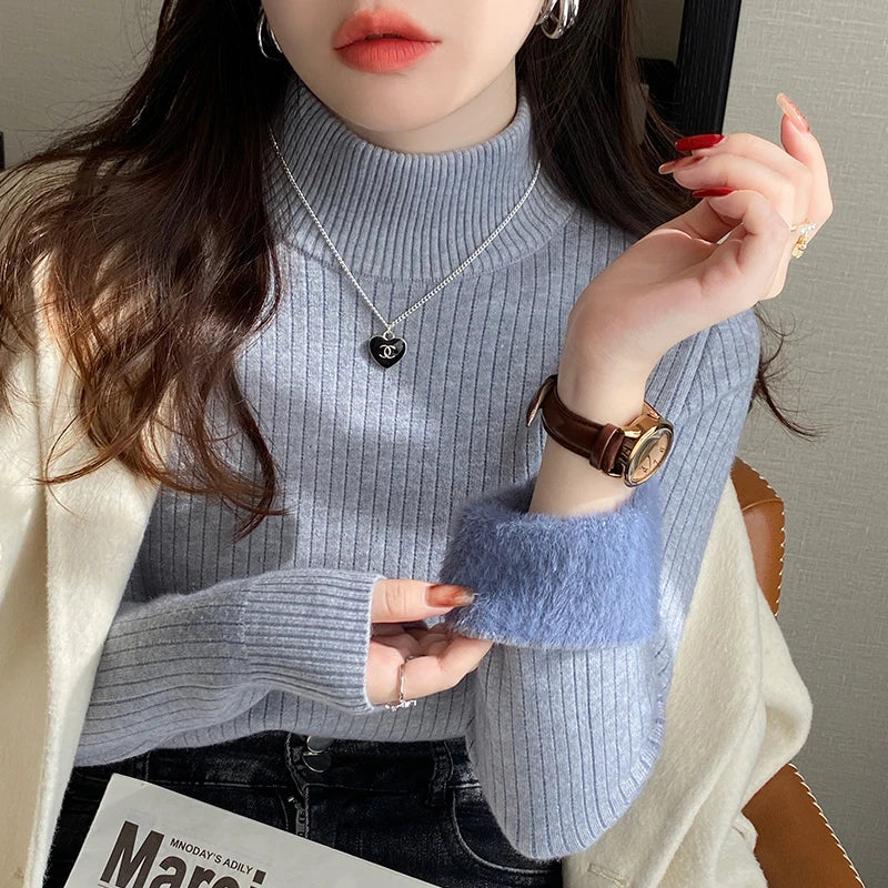 Stay Cozy and Stylish: Women's Turtleneck Sweater with Velvet Lining for Winter 2026 - Thick Thermal Knitting Pullover
