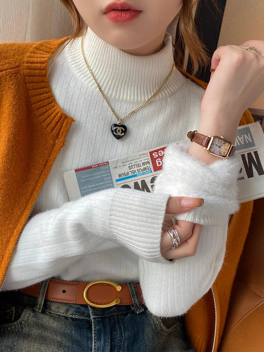 Stay Cozy and Stylish: Women's Turtleneck Sweater with Velvet Lining for Winter 2026 - Thick Thermal Knitting Pullover