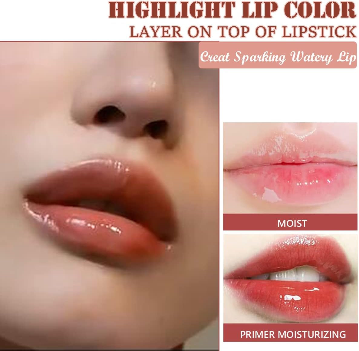 Hydrating Plumping Lip Oil - Fruit-Flavored Roll-On Lip Glow Primer & Moisturizing Balm Kit, Clear Lip Gloss, 4 Pieces
